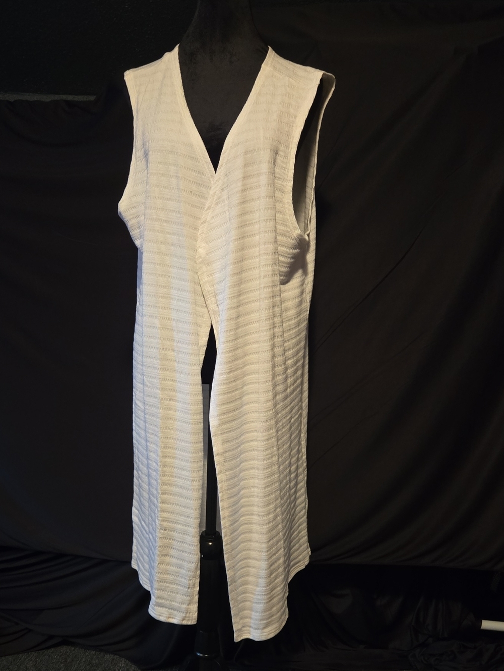 Knit And Cast Sleeveless White Long Knit Vest 2xl